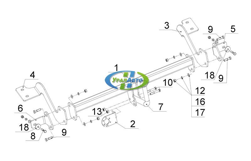 Фаркоп Peugeot Partner (2008---) PE01 Автос короткая